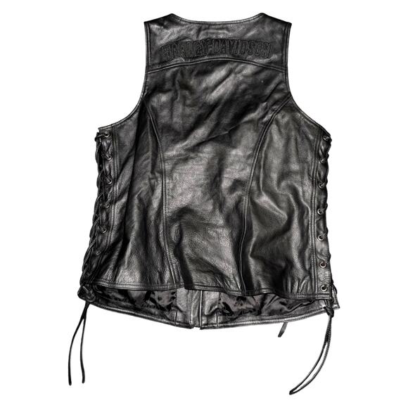 Harley-Davidson Women’s Genuine Leather Lace-Up Motorcycle Vest Size M - Picture 3 of 11